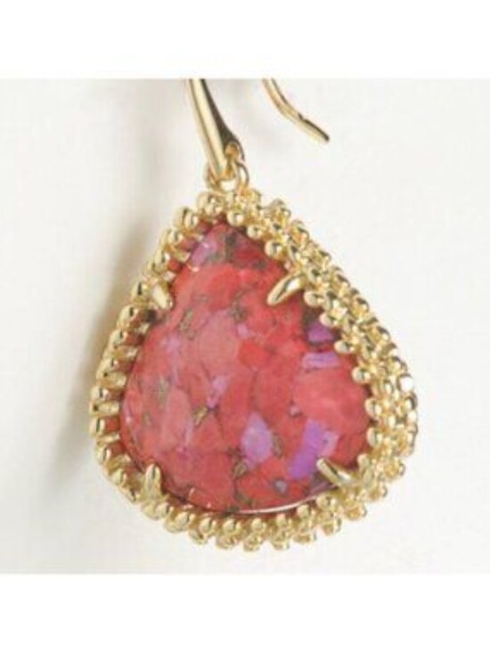 KENDRA SCOTT Gold Red Fuchsia Magnesite Framed Kendall Drop Earrings
